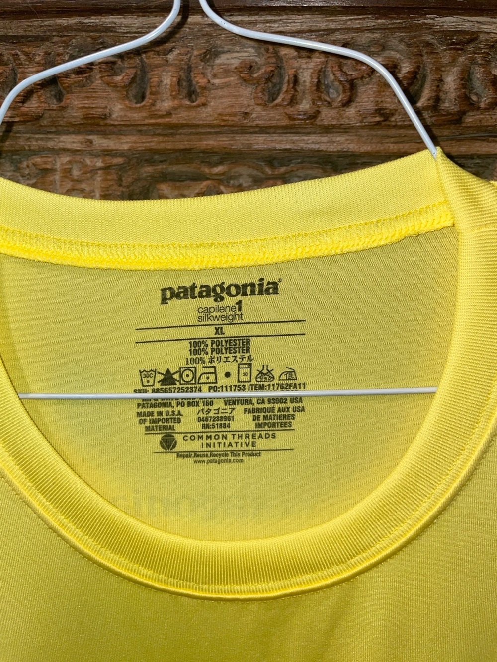 Patagonia Men's Long Sleeve Crew in Yellow - Picture 2 of 3